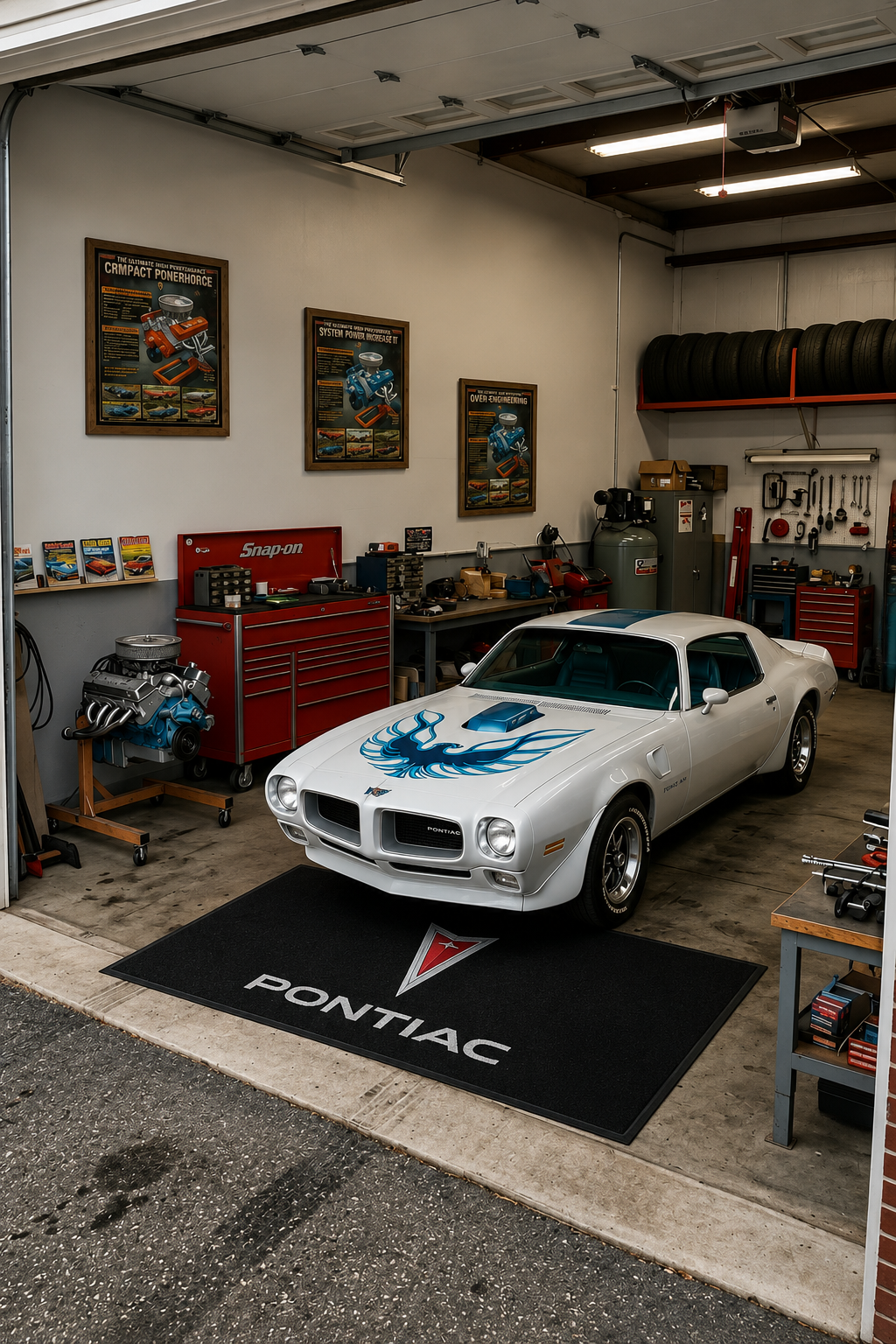 Pontiac Garage Floor Mat 5x7 FT (60x87 Inches) Premium Showroom Rug Wall Decor