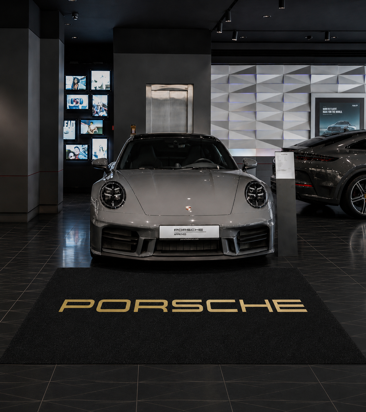 Porsche Garage Floor Mat 5x7 FT (60x87 Inches) Premium Showroom Rug Wall Decor