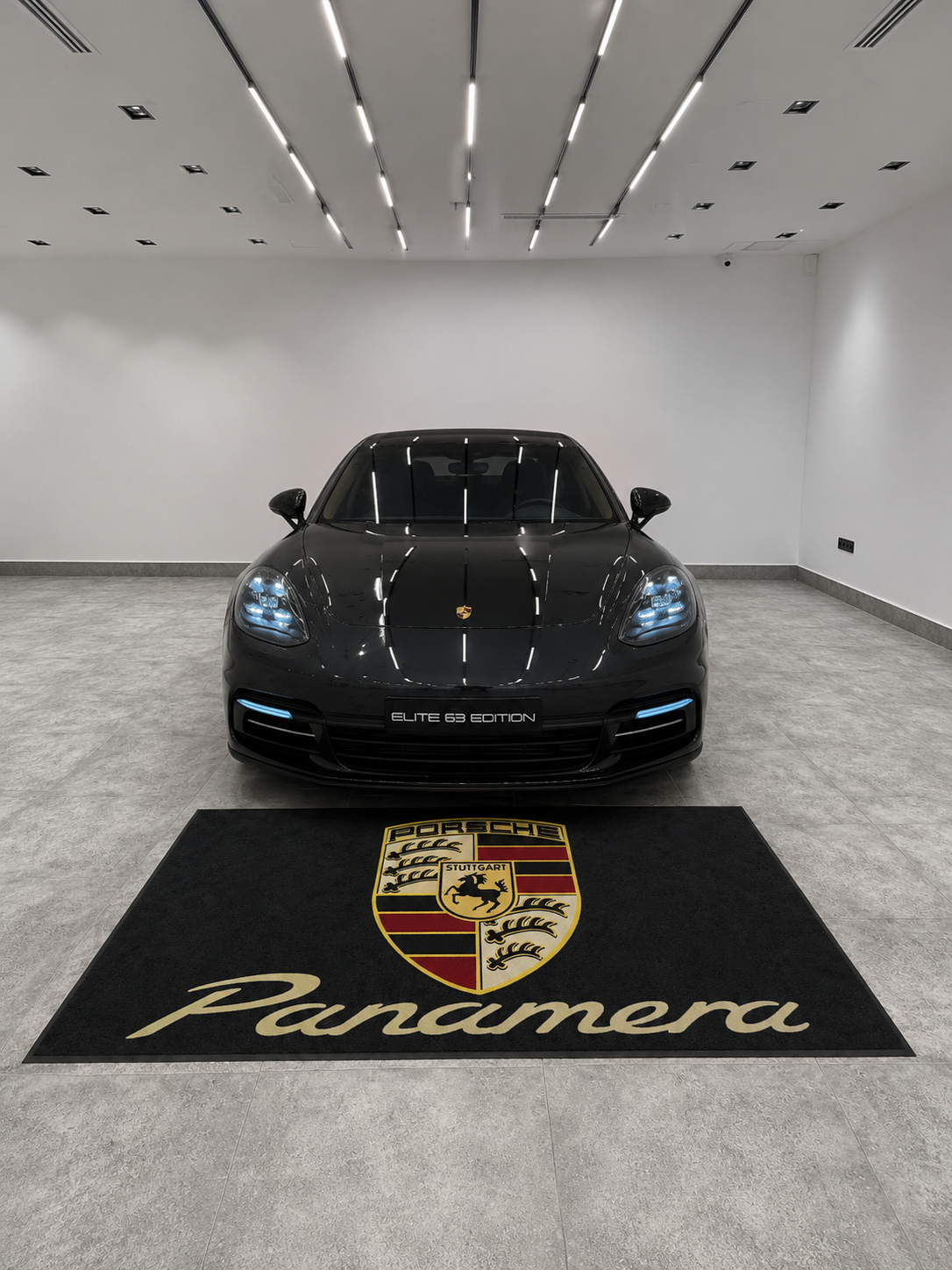 Porsche Panamera Garage Floor Mat 5x7 FT (60x87 Inches) Premium Showroom Rug Wall Decor