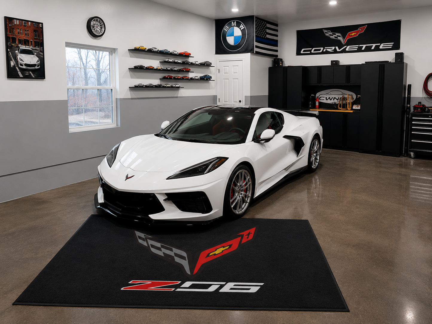 Corvette Garage Floor Mat 5x7 FT (60x87 Inches) C2 C3 C4 C5 C6 C7 C8 Z06