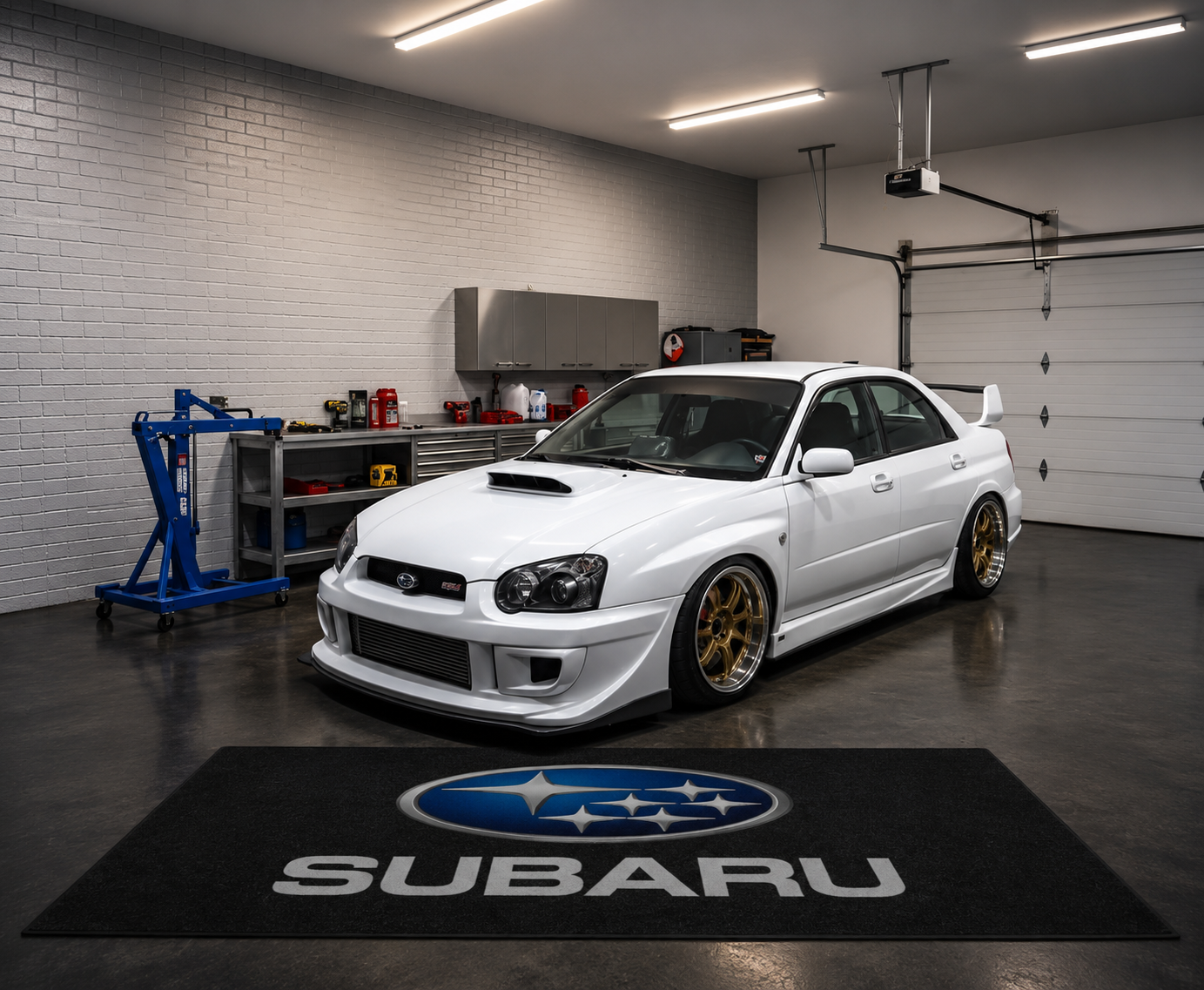 Subaru Garage Floor Mat 5x7 FT (60x87 Inches) Premium Showroom Rug Wall Decor