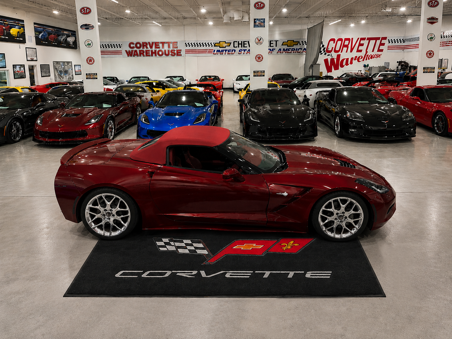 Corvette C6 Garage Floor Mat 5x7 FT (60x87 Inches) Premium Showroom Rug Wall Decor