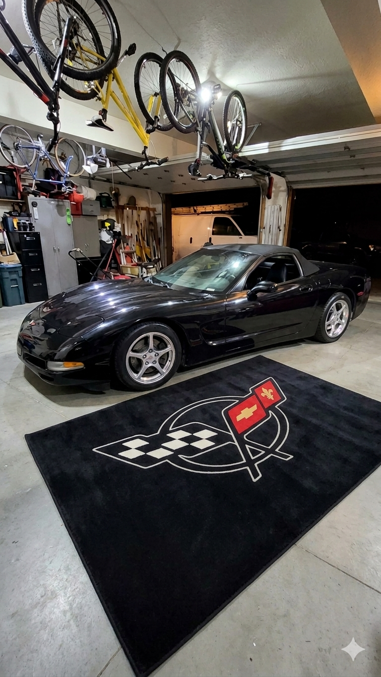 Corvette Garage Floor Mat 5x7 FT (60x87 Inches) C2 C3 C4 C5 C6 C7 C8 Z06