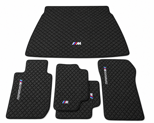 For BMW Floor Mats Set + Leather Trunk Mat