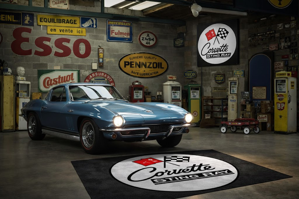 Corvette Garage Floor Mat 5x7 FT (60x87 Inches) C2 C3 C4 C5 C6 C7 C8 Z06