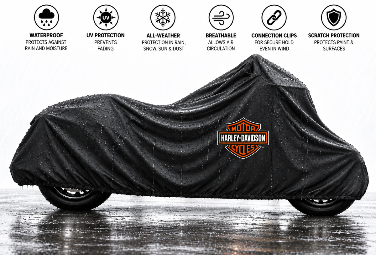 Harley Davidson Motorcycle Protective Outdoor Cover – Rain, Sun & Dust Resistant