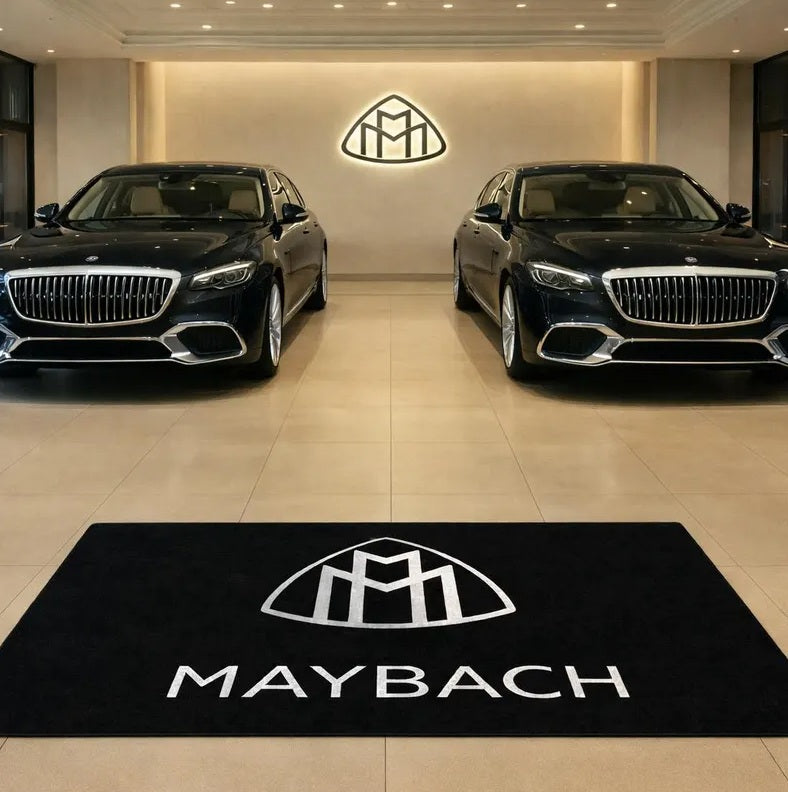 Maybach Garage Floor Mat 5x7 FT (60x87 Inches) Premium Showroom Rug & Wall Decor Luxury Racing Style