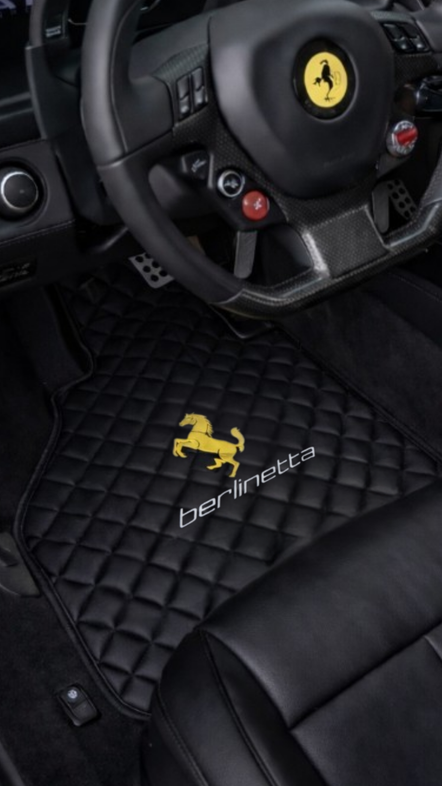 Ferrari Leather Floor Mats Diamond Quilted Design with Prancing Horse  Luxury Car Mat