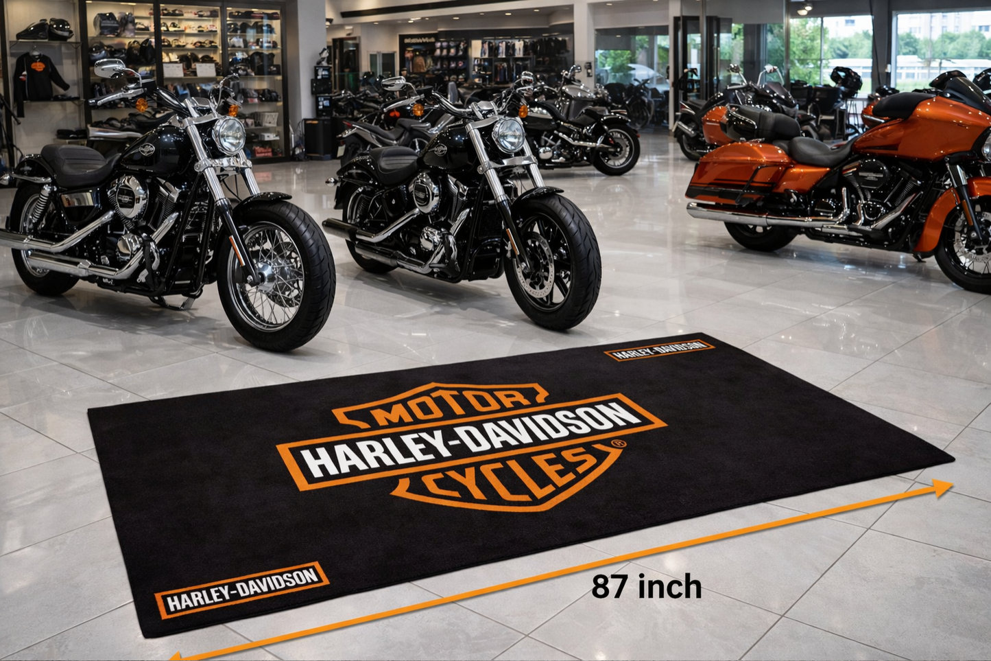 Harley Davidson Luxury Rug 32×87 INCH Home, Garage & Display Carpet