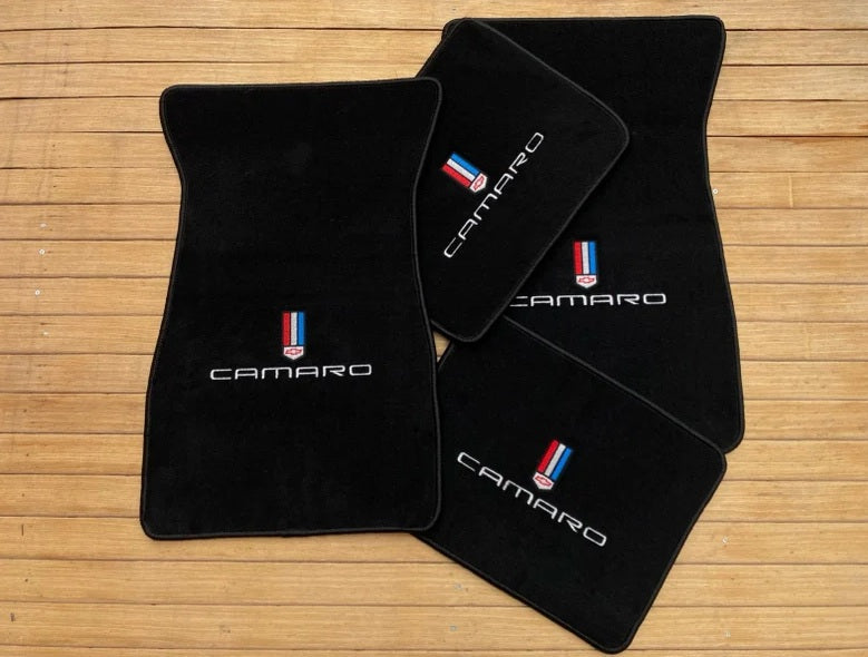 Camaro Floor Mats - Carpet Velour Mats For Camaro with Custom Stitch Logo