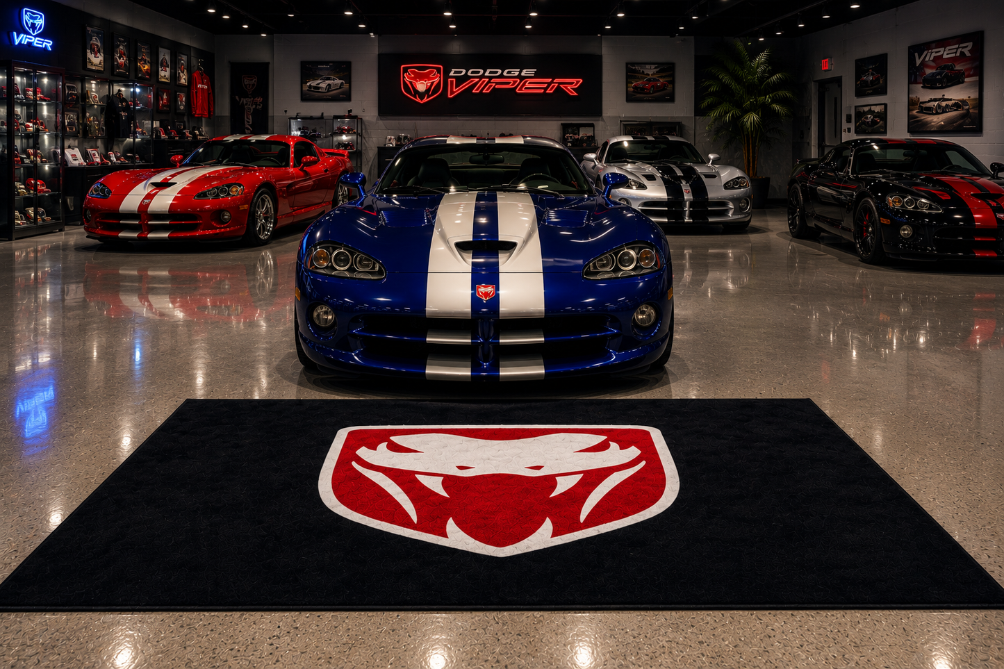 Dodge Viper Garage Floor Mat 5x7 FT (60x87 Inches) Showroom Rug