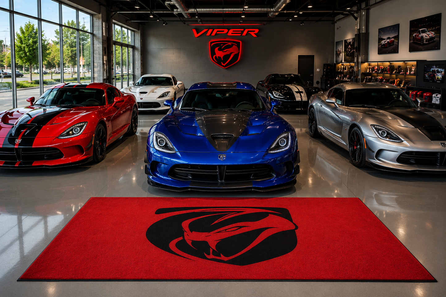 Dodge Viper Garage Floor Mat 5x7 FT (60x87 Inches) Showroom Rug