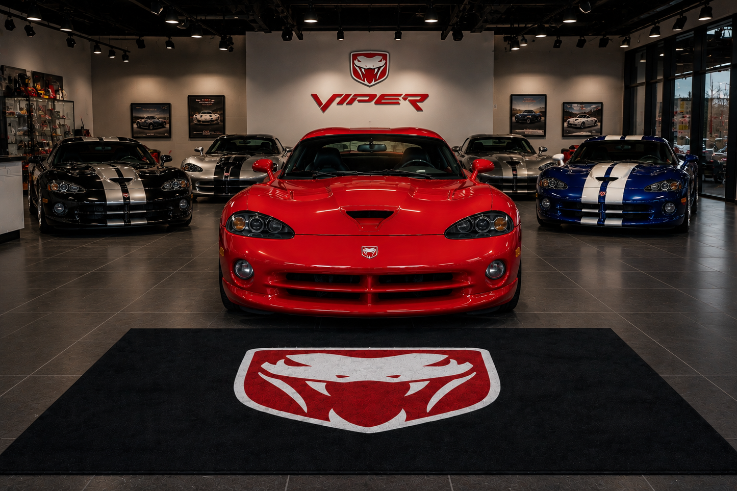 Dodge Viper Garage Floor Mat 5x7 FT (60x87 Inches) Showroom Rug