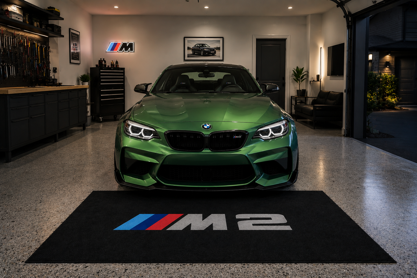 BMW M2 Garage Floor Mat 5x7 FT (60x87 Inches) Showroom Rug