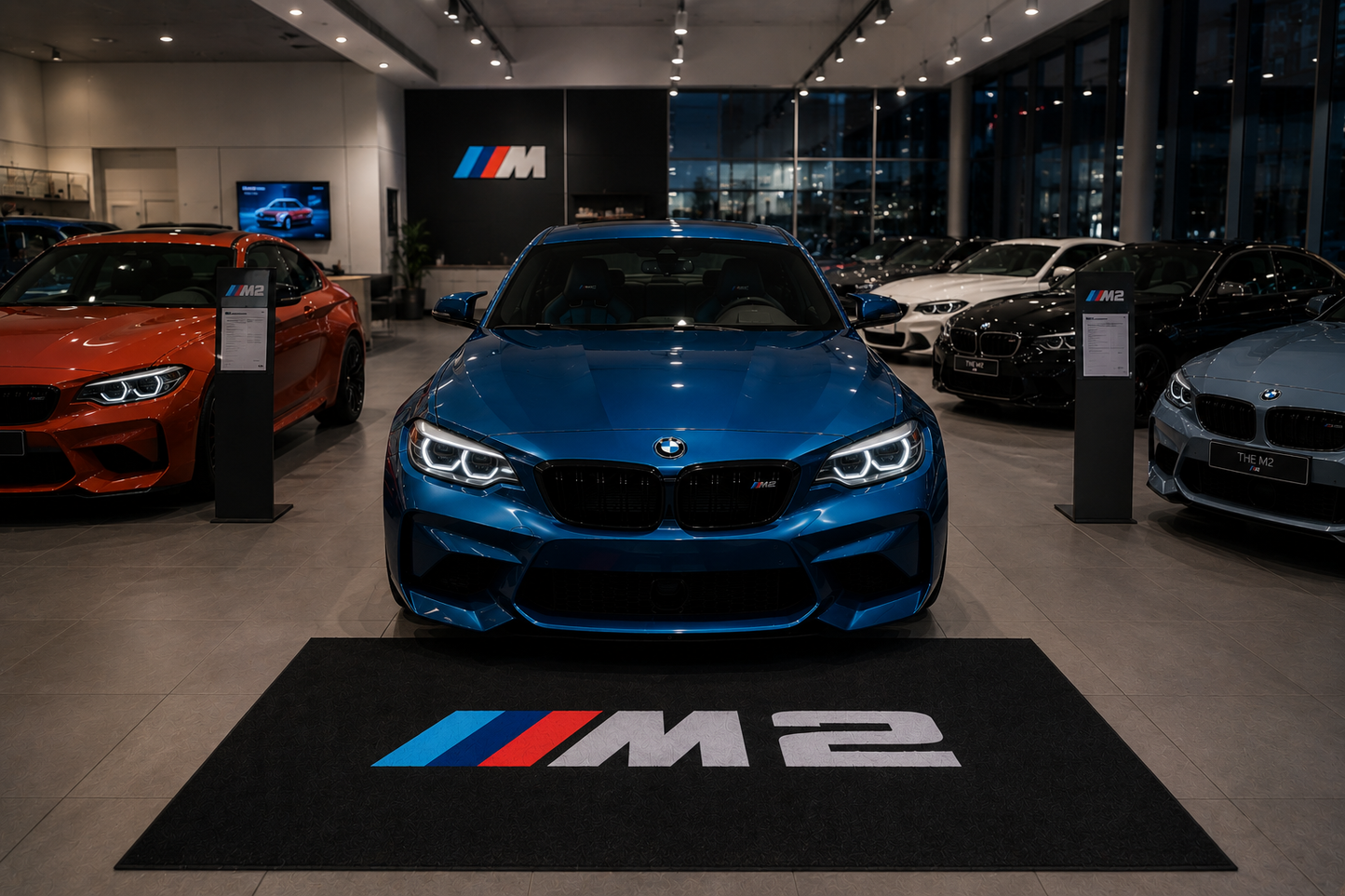 BMW M2 Garage Floor Mat 5x7 FT (60x87 Inches) Showroom Rug