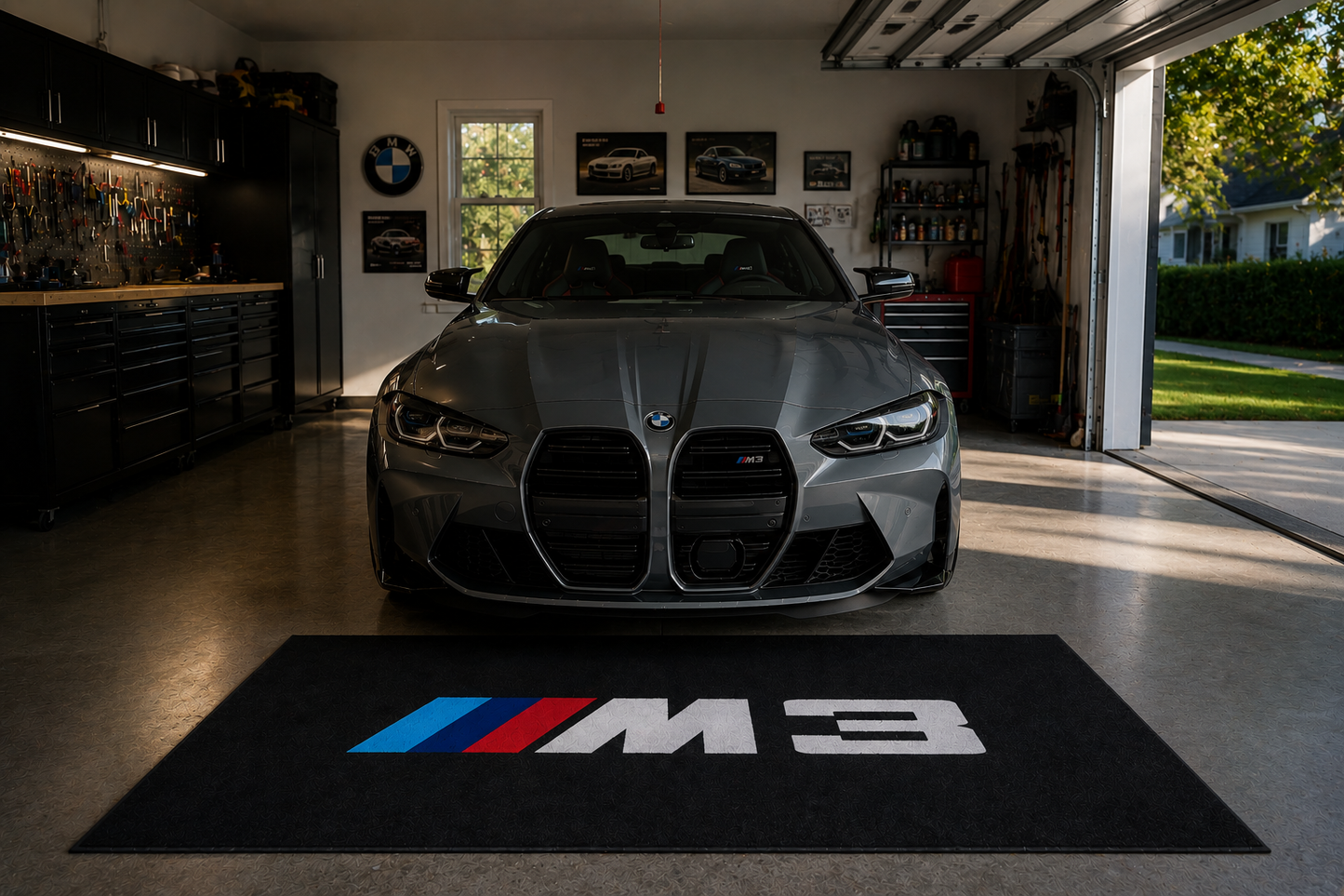 BMW M3 Garage Floor Mat 5x7 FT (60x87 Inches) Showroom Rug