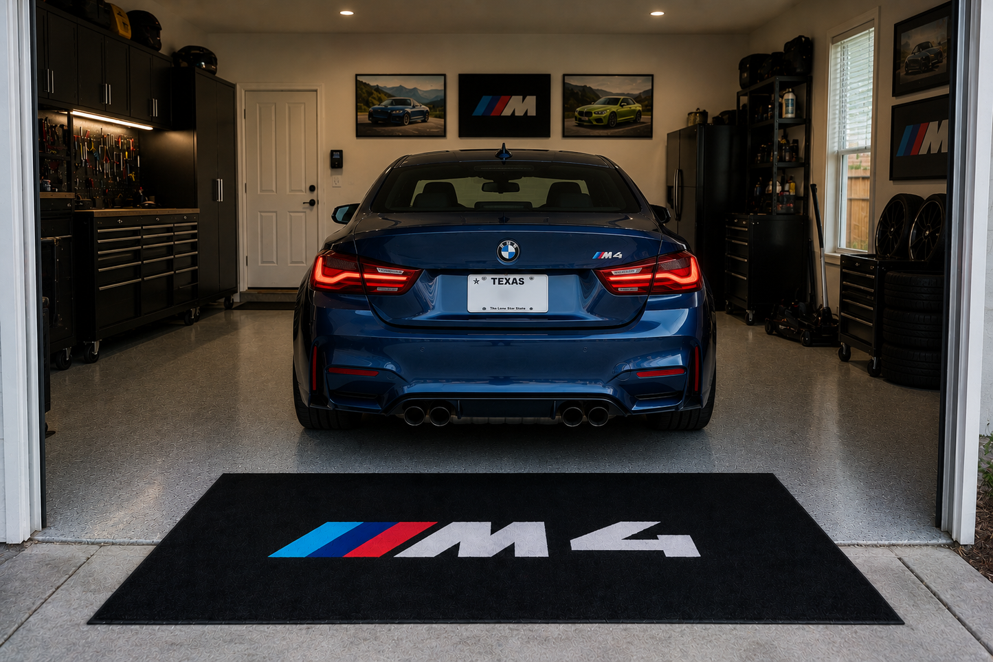 BMW M4 Garage Floor Mat 5x7 FT (60x87 Inches) Showroom Rug