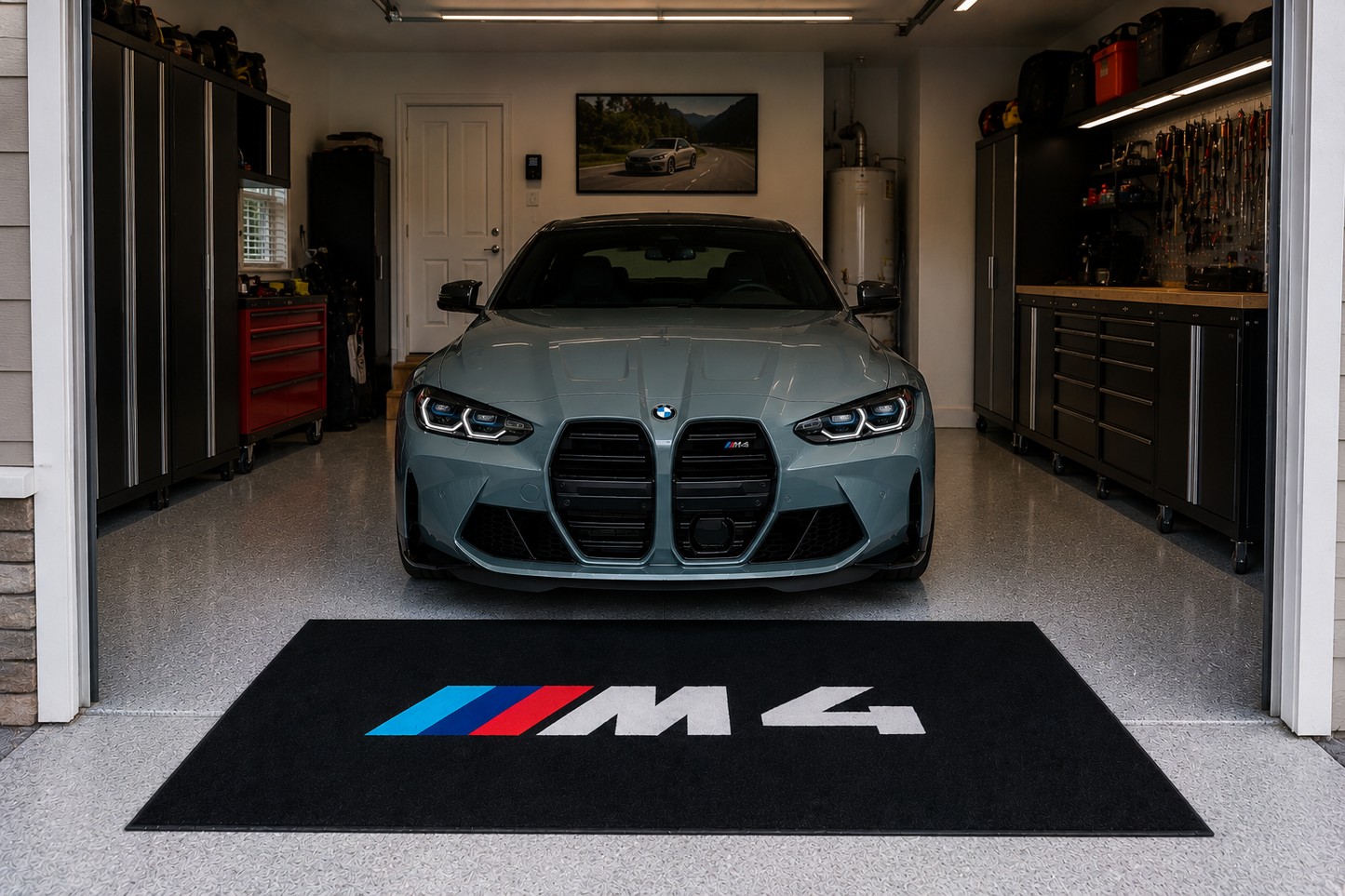 BMW M4 Garage Floor Mat 5x7 FT (60x87 Inches) Showroom Rug