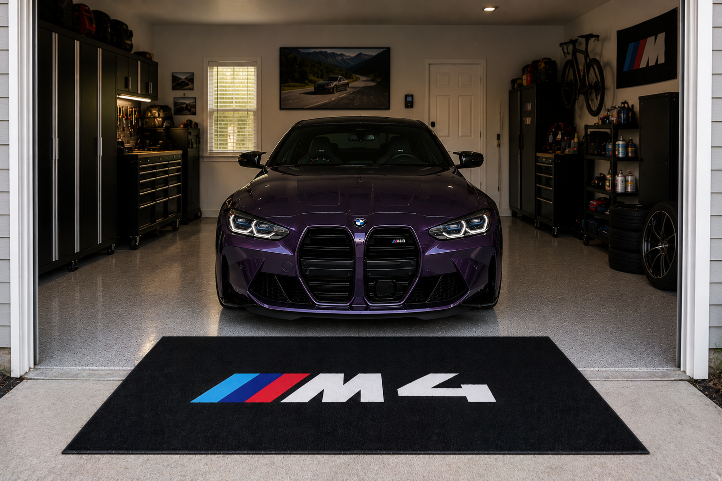 BMW M4 Garage Floor Mat 5x7 FT (60x87 Inches) Showroom Rug