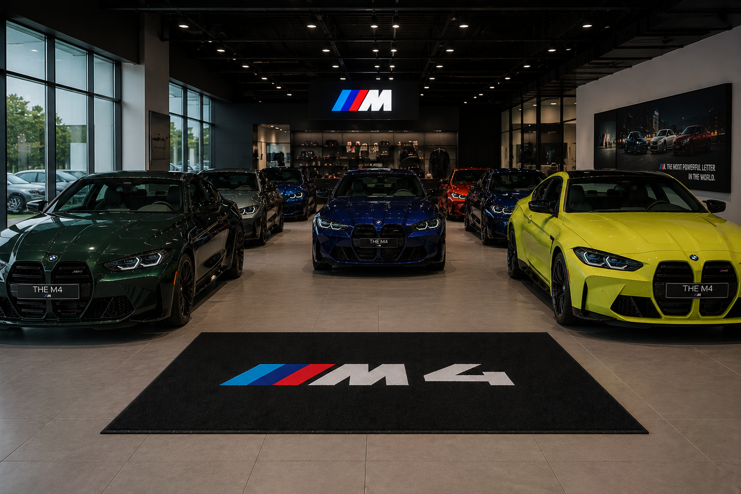 BMW M4 Garage Floor Mat 5x7 FT (60x87 Inches) Showroom Rug