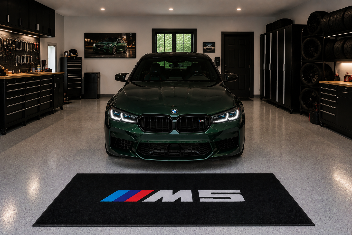 BMW M5 Garage Floor Mat 5x7 FT (60x87 Inches) Showroom Rug