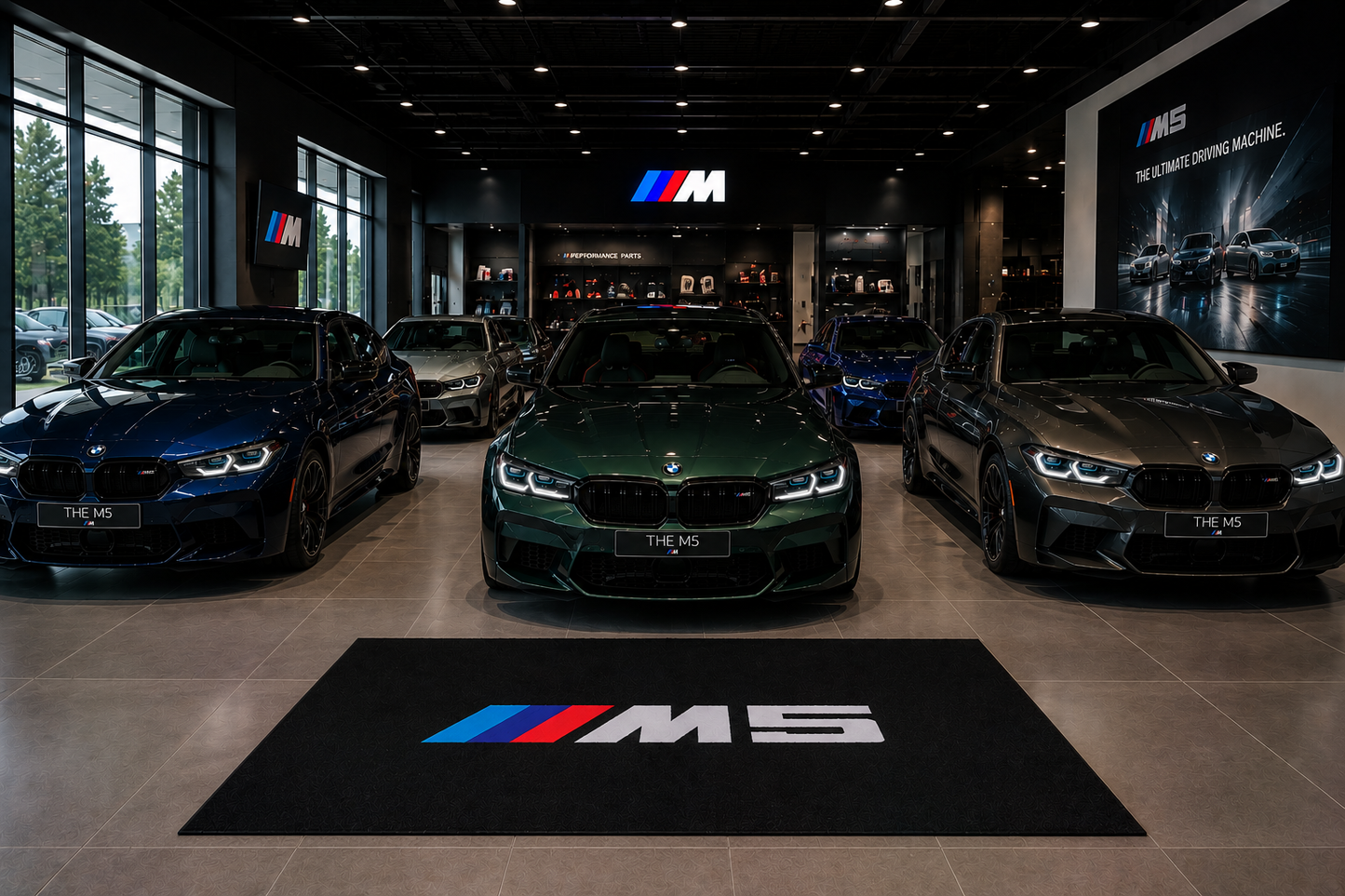 BMW M5 Garage Floor Mat 5x7 FT (60x87 Inches) Showroom Rug