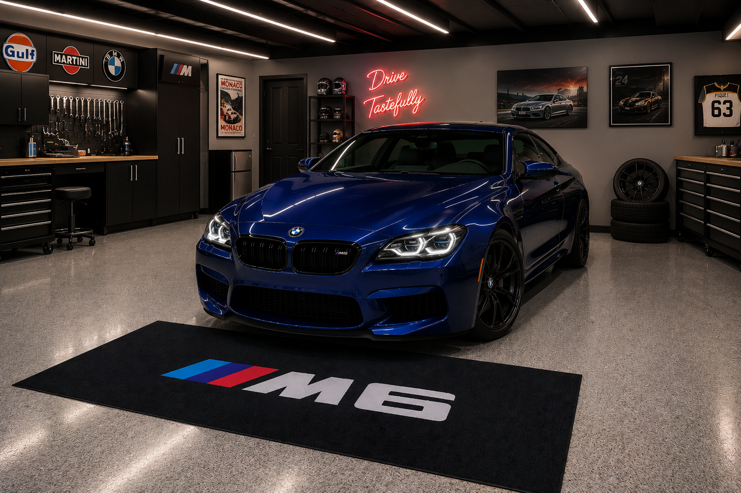 BMW M6 Garage Floor Mat 5x7 FT (60x87 Inches) Showroom Rug