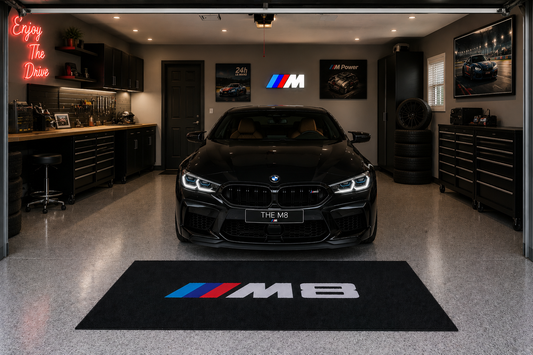 BMW M8 Garage Floor Mat 5x7 FT (60x87 Inches) Showroom Rug