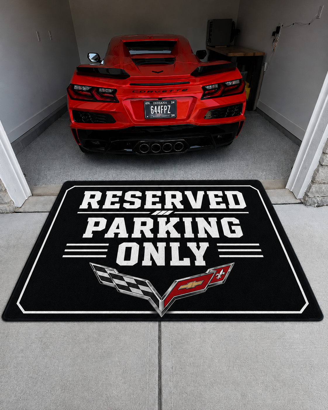 Corvette Garage Rug RESERVED PARKING ONLY Special Production