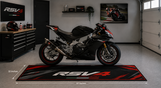 Aprilia RSV4 Motorcycle Garage Floor Mat 5x7 FT (60x87 Inches) Showroom Rug