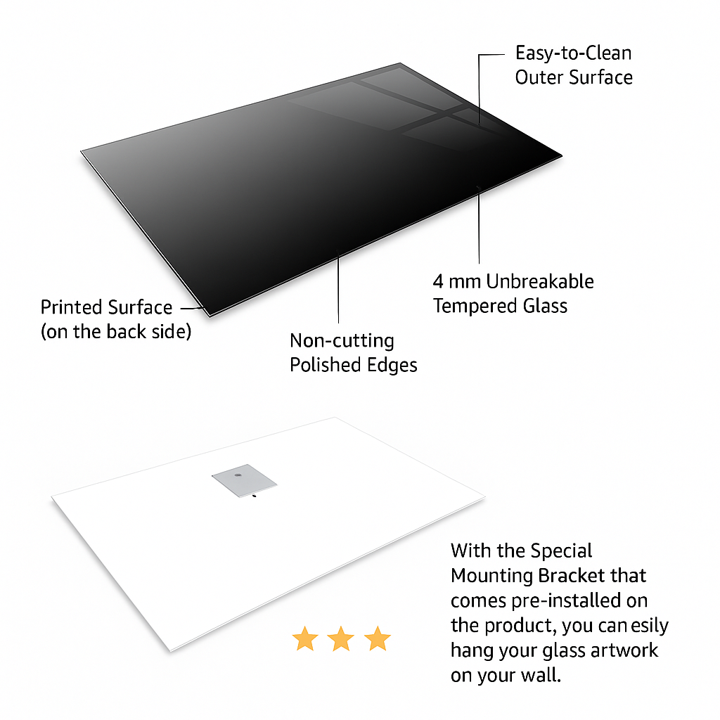 Lamborghini Tempered Glass Picture 50x50 CM with BLACK FRAME