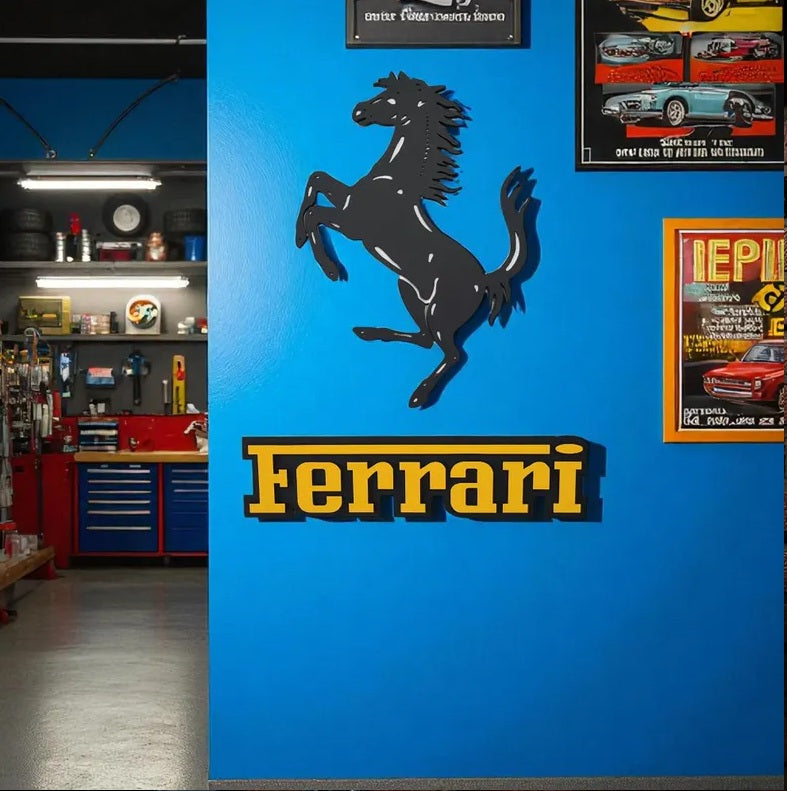 Handmade Horse Logo Wood Wall Art: Garage Decor Wall Decor