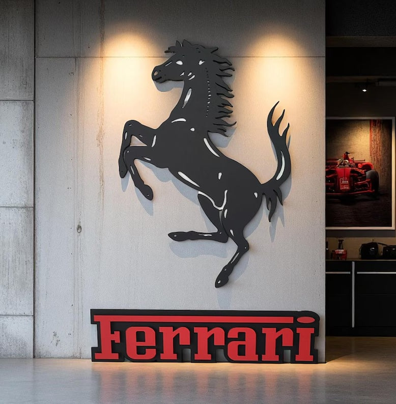 Handmade Horse Logo Wood Wall Art: Garage Decor Wall Decor