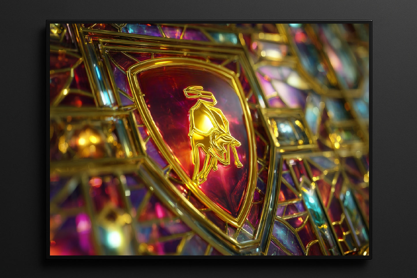 Lamborghini Tempered Glass Picture 50x50 CM with BLACK FRAME