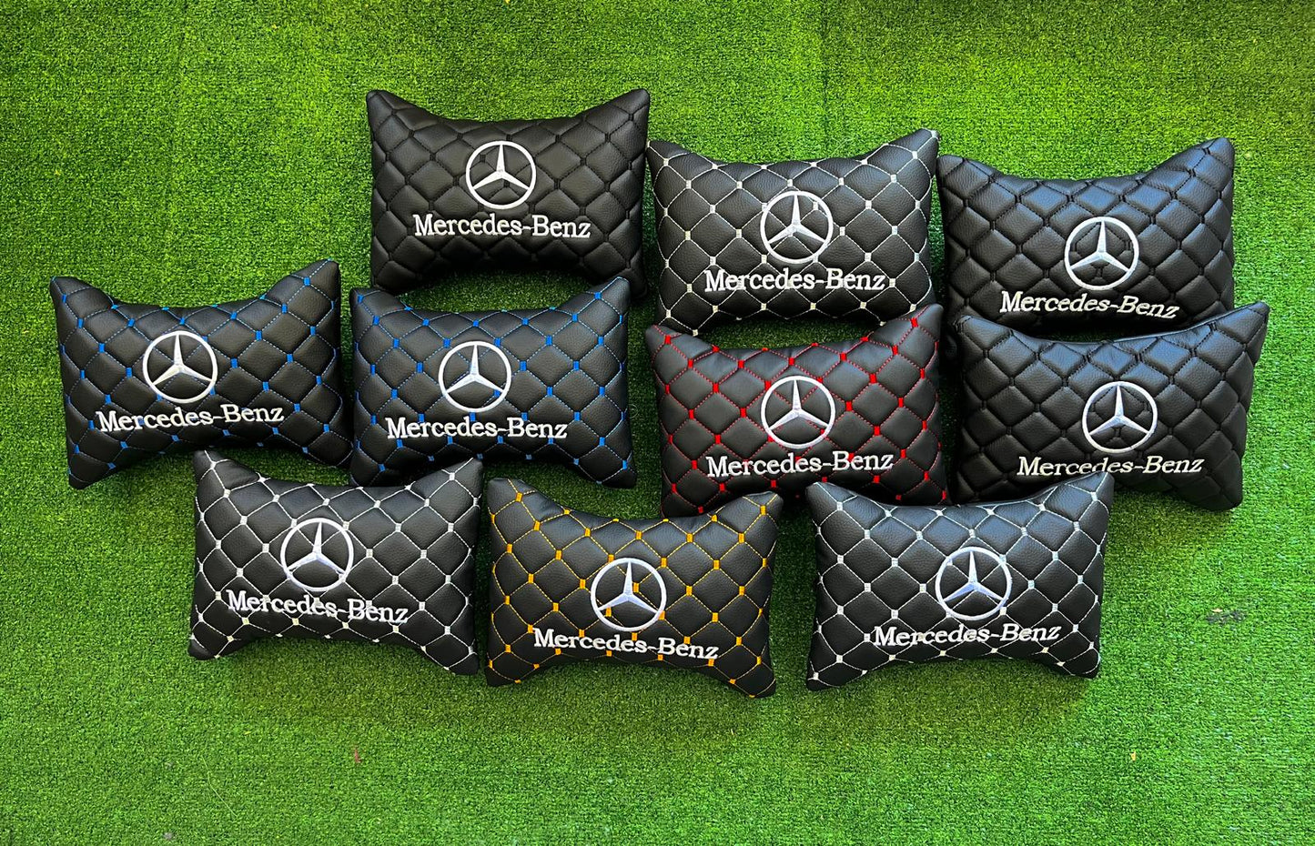 For Mercedes Benz Leather Neck Pillow (2 PCS)