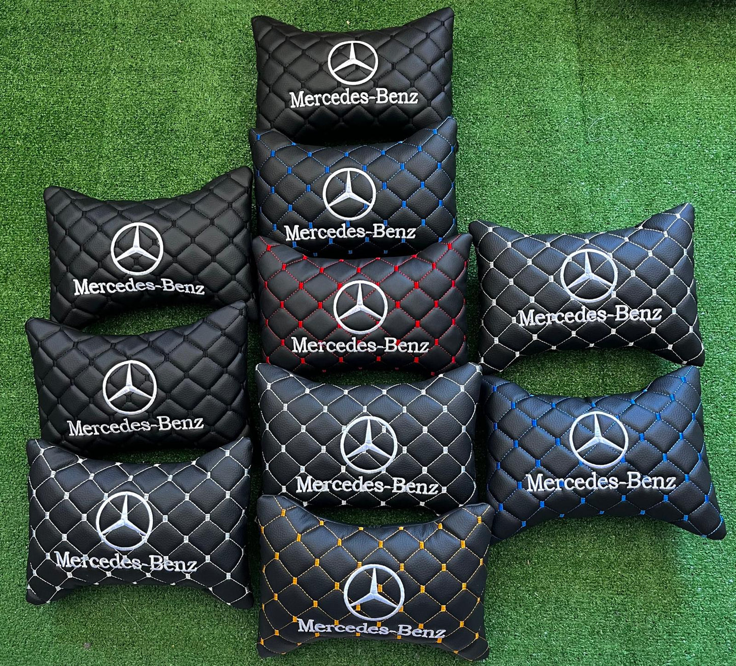 For Mercedes Benz Leather Neck Pillow (2 PCS)