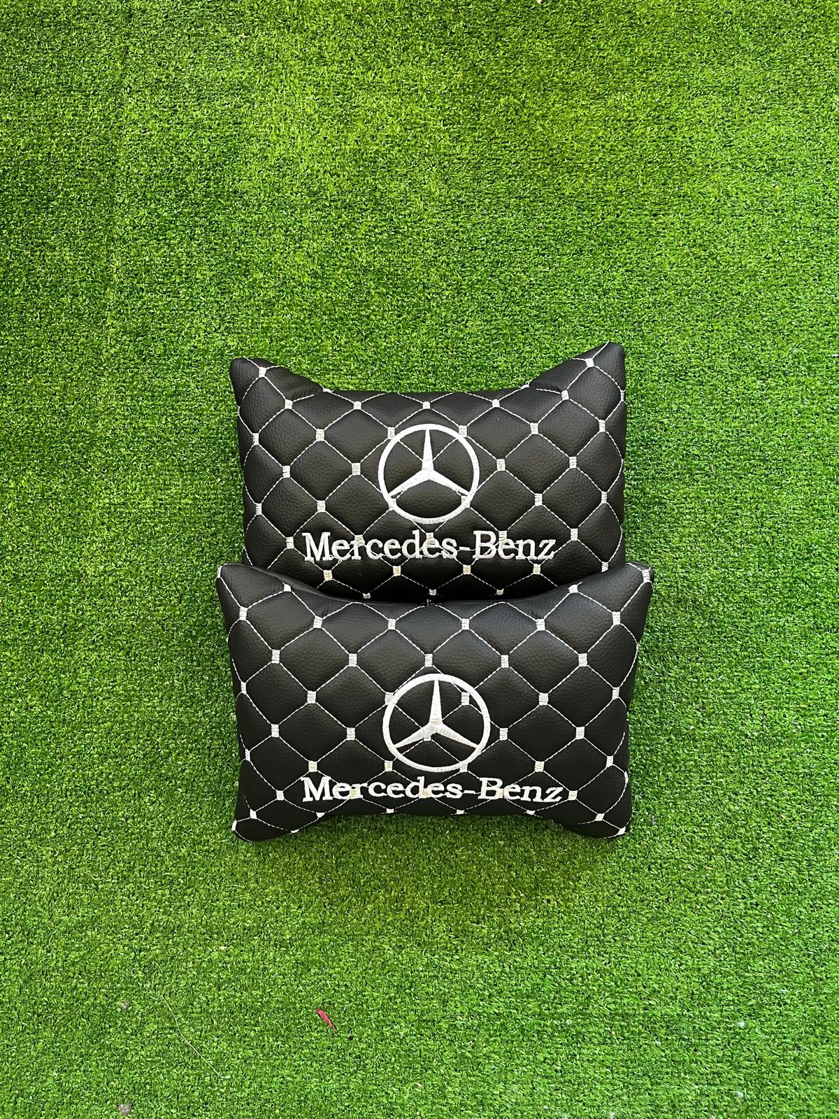 For Mercedes Benz Leather Neck Pillow (2 PCS)