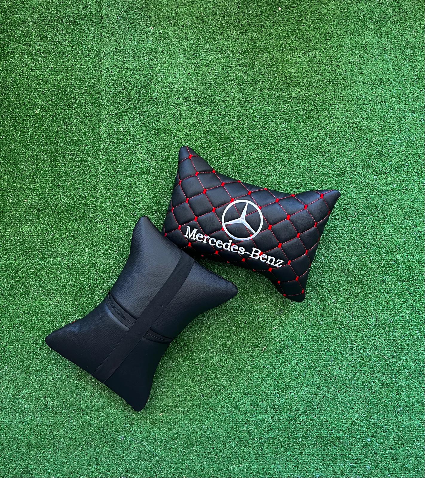For Mercedes Benz Leather Neck Pillow (2 PCS)