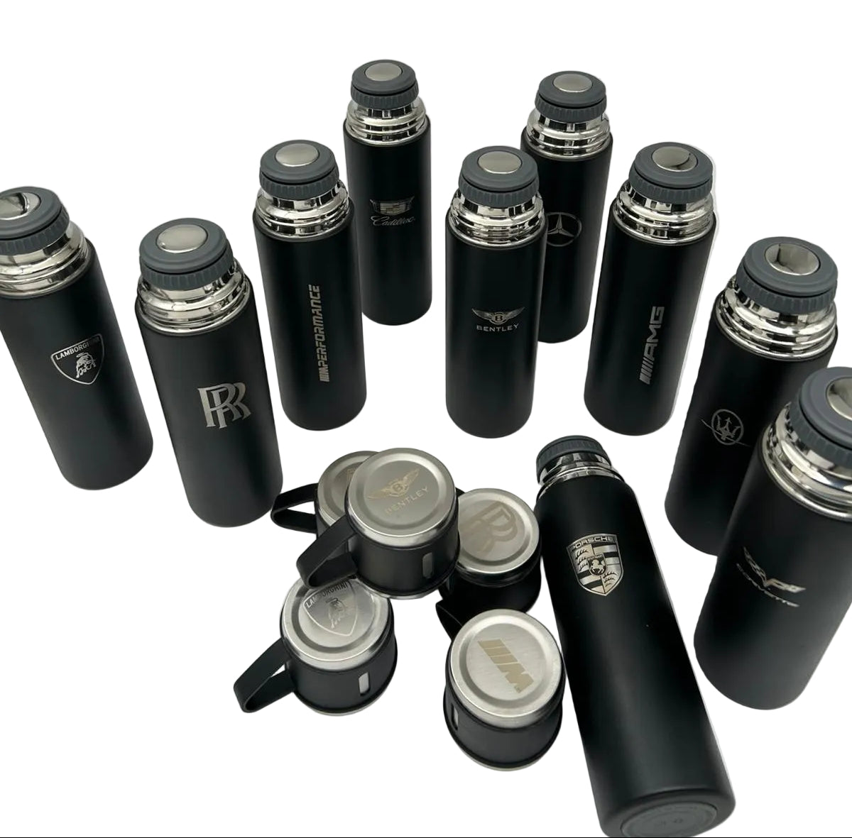 Maserati Laser Logo Thermos Set 500 ml – Insulated Flask with 3 Cups