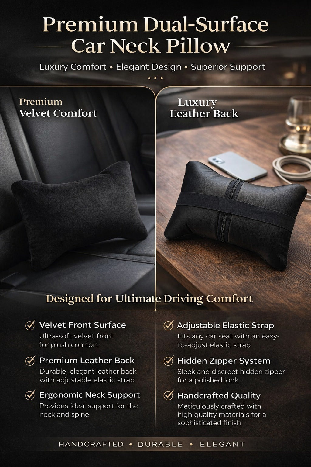 Mercedes Benz Velvet Neck Pillow, 2pcs