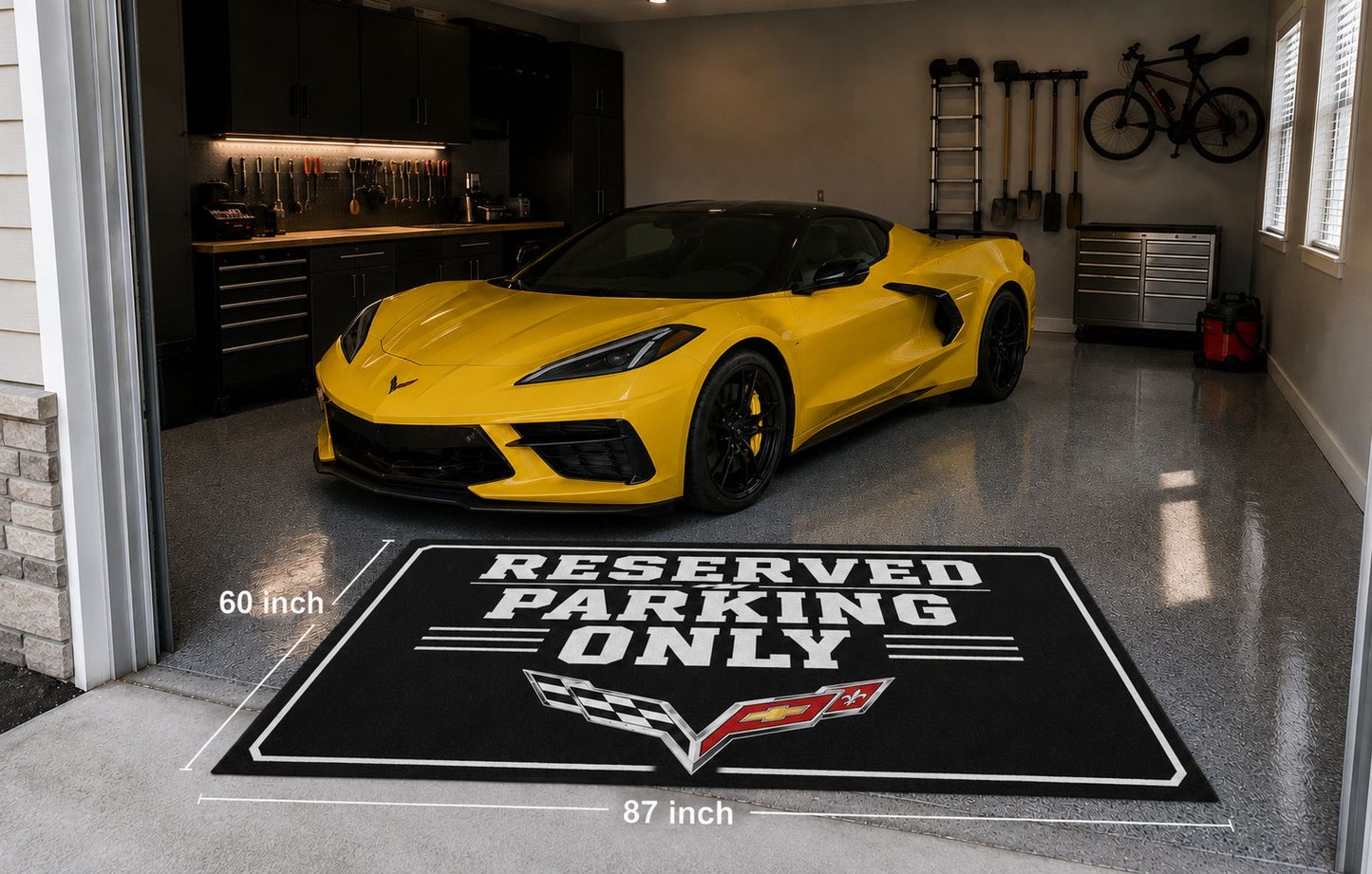 Corvette Garage Rug RESERVED PARKING ONLY Special Production