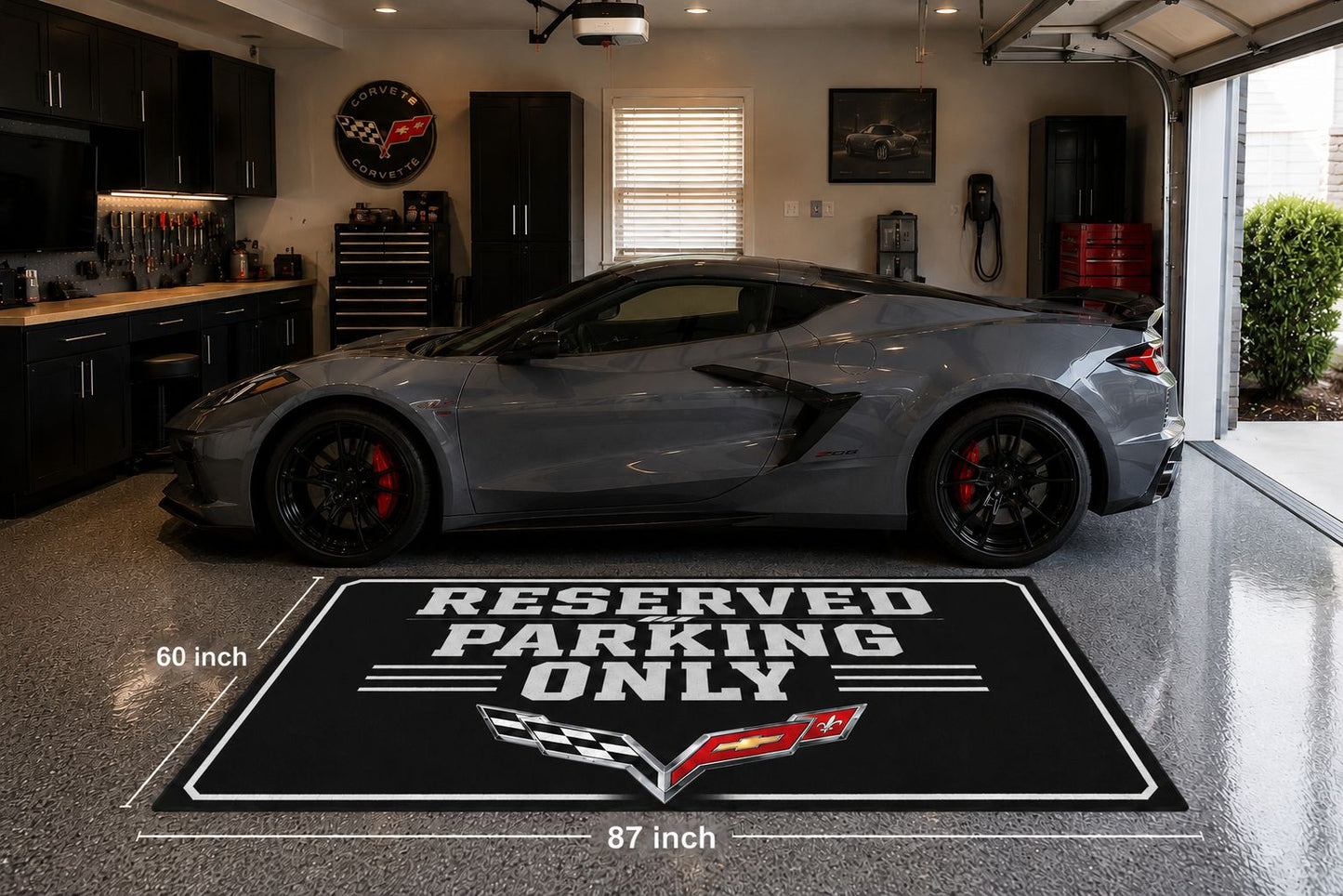 Corvette Garage Rug RESERVED PARKING ONLY Special Production