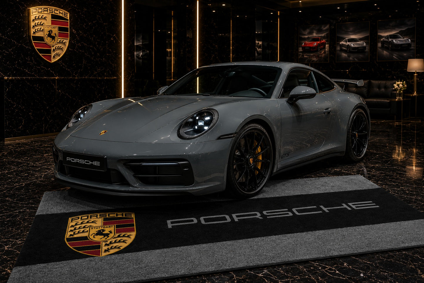 Porsche Garage Rug 5x7 FT (60x87 Inches) Premium Showroom Rug & Wall Decor Racing Style