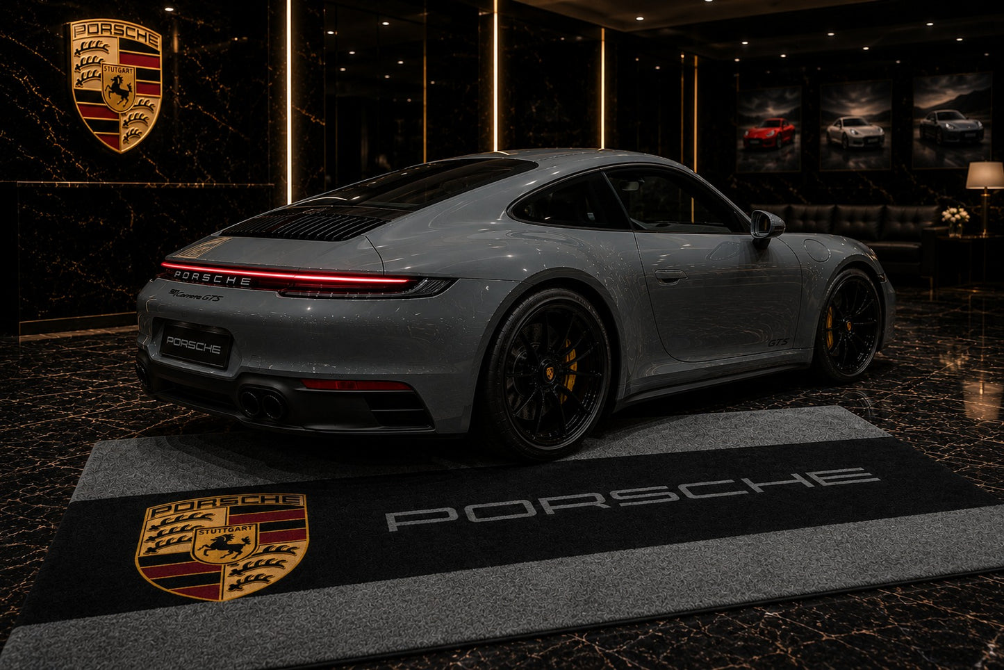 Porsche Garage Rug 5x7 FT (60x87 Inches) Premium Showroom Rug & Wall Decor Racing Style