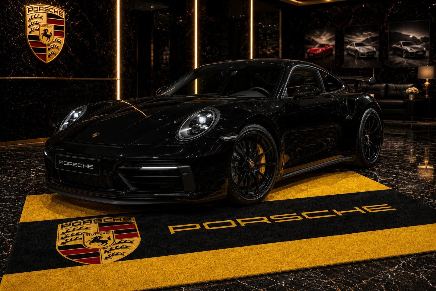 Porsche Garage Rug 5x7 FT (60x87 Inches) Premium Showroom Rug & Wall Decor Racing Style