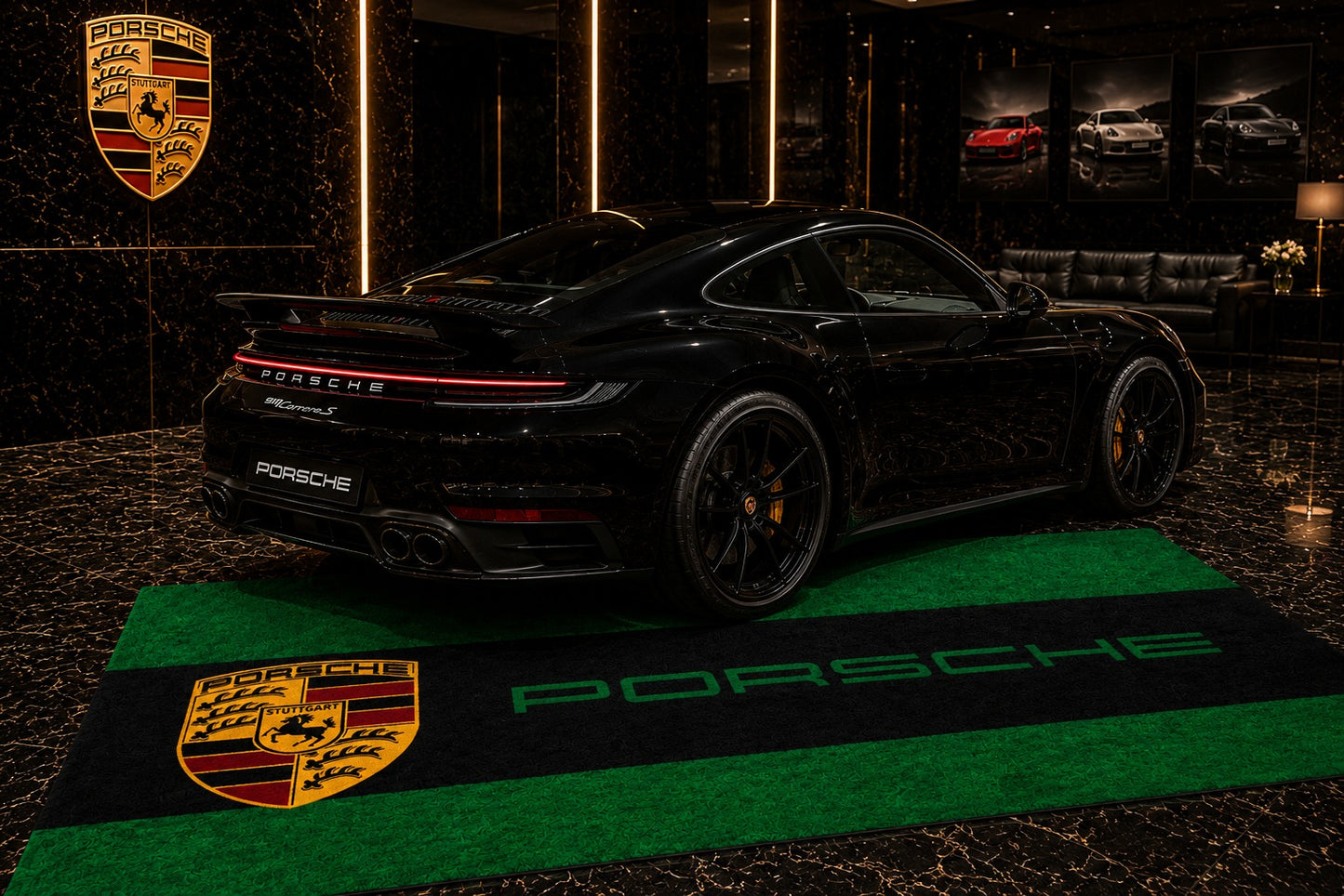 Porsche Garage Rug 5x7 FT (60x87 Inches) Premium Showroom Rug & Wall Decor Racing Style