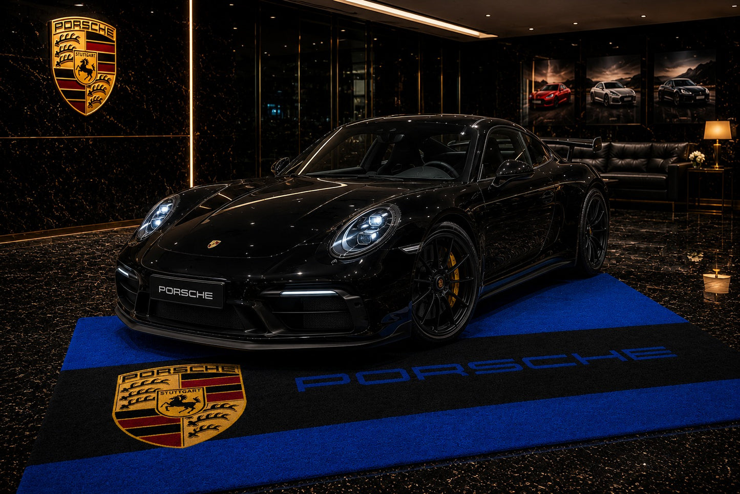 Porsche Garage Rug 5x7 FT (60x87 Inches) Premium Showroom Rug & Wall Decor Racing Style