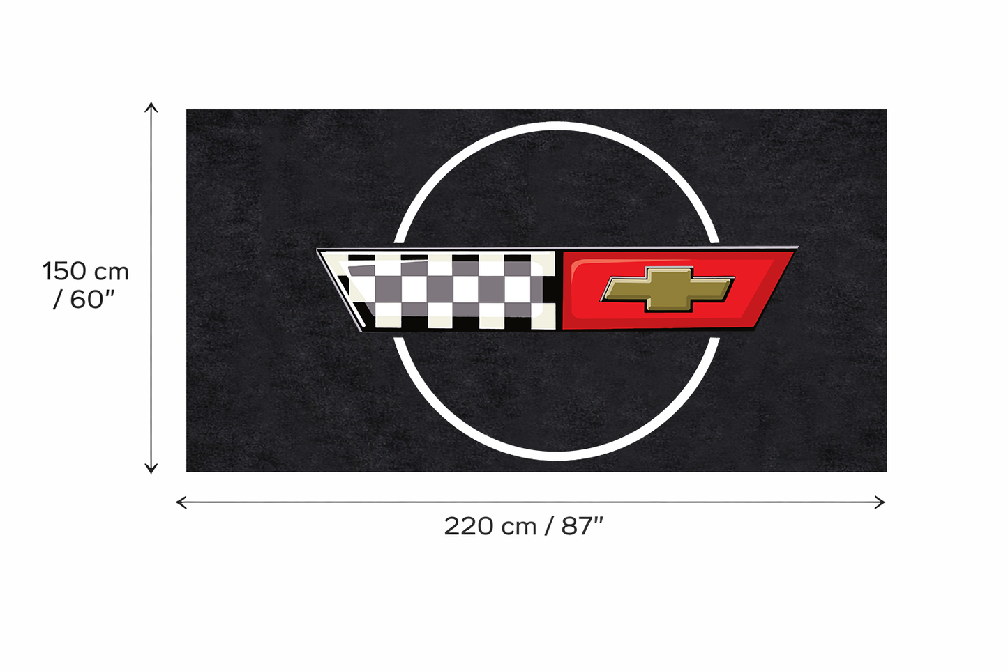 Corvette Garage Floor Mat 5x7 FT (60x87 Inches) C2 C3 C4 C5 C6 C7 C8 Z06