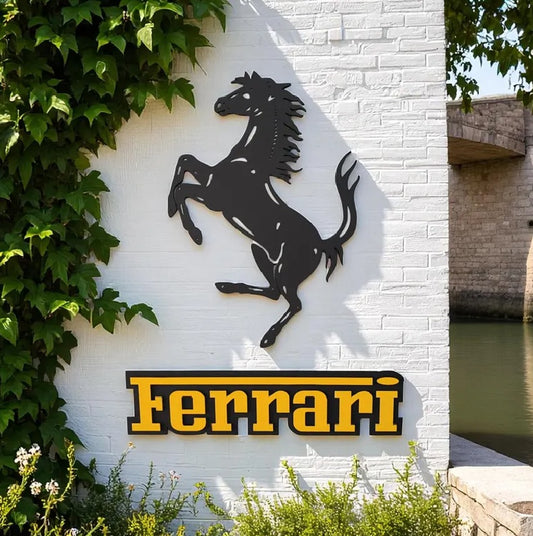 Handmade Horse Logo Wood Wall Art: Garage Decor Wall Decor