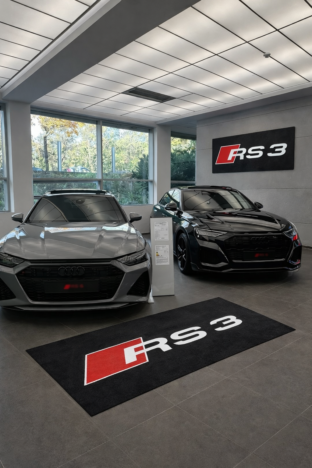 Audi RS3 Garage Floor Mat 5x7 FT (60x87 Inches) Premium Showroom Rug & Wall Decor